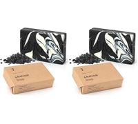 lubiu Jabón Natural de Carbón Activo - 100g Pastilla Jabón Negro Limpieza - Jabon de Manos y Jabon Cuerpo - Jabones Artesanales - Charcoal Soap (Paquete de 2)