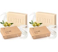 lubiu Pastilla Jabon Natural - 100g Jabon Leche de Cabra Para Hidratar - Úselo Como Jabón Facial y Cuerpo y Manos - Jabones Artesanales (Paquete de 2)