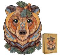 Lubiwood Forest Bear Deluxe - Rompecabezas de madera con forma de animal único (29 x 21 cm), promueve una mejor concentración, habilidades cognitivas y atención plena, viene con caja de regalo de