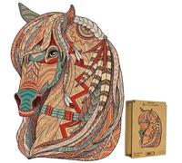 Lubiwood Majestic Horse Deluxe - Rompecabezas de madera con forma de animal único (29 x 21 cm), promueve una mejor concentración, habilidades cognitivas y atención plena, viene con caja de regalo de
