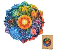 Lubiwood Mandala Elementi Deluxe Puzzle de madera con forma de naturaleza única (24 x 24 cm) - Diseñado en Europa, fomenta la concentración, se suministra con caja de regalo de madera - Ideal para