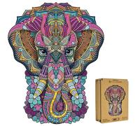 Lubiwood Mystic Elephant Deluxe - Rompecabezas de madera con forma de animal único (29 x 21 cm), promueve una mejor concentración, habilidades cognitivas y atención plena, viene con caja de regalo de