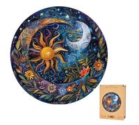 Lubiwood Puzzle de madera con forma de mandala nocturno con forma de naturaleza única (24 x 24 cm) - Diseñado en Europa, fomenta la concentración, viene con caja de regalo de madera - Ideal para
