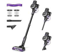 Lubluelu Aspiradora Inalámbrica | Aspiradora Sin Cable con Potente Succión | hasta 50 Min de Autonomía | 120.000 RPM | Aspiradora de Pie para Pelo de Mascotas, Alfombras y Suelos Duros, Negro-Lila