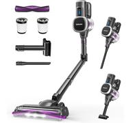 Lubluelu Aspiradora inalámbrica Ligera y silenciosa, autónoma con indicador LED y Tubo Plegable, Fuerte Potencia de succión para Pelo de Animales, alfombras, Suelos Duros y Coche (Negro y Morado)