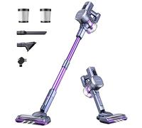 Lubluelu Aspiradora sin Cable 25000pa, Aspirador Escoba sin Cable Potente 220W Batería Extraíble 50min Aspirador con Cepillo Antienredos y 2 Filtros, para Suelos Duros Pelo de Mascota Violeta