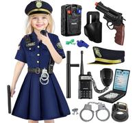 Lubolee Disfraz de Policía para Niñas con Falda de Agente Femenino, Gorra de Policía, Cinturón y Accesorios Policiales-Ideal Disfraz Niña Carnaval, Halloween, Cosplay y Fiestas de Cumpleaños (S)