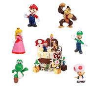 LUBOXIN 6 Piezas Super Mario Figures, Super Mario Tarta Decoración Figuras, Muñecos Mario Bros para Decoración de Pastel de Cumpleaños, Tartas, Fiesta, Mesa