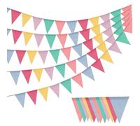 LUBOXIN 60 Piezas Guirnalda Banderines, 20 Metros Banderines de Tela de Imitación de Lino, Guirnalda Cumpleaños, Multicolor Bandera Banderín Decoraciones para Cumpleaños, Boda y Festivos