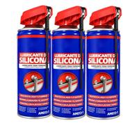 Lubricante de Silicona en Spray 400 ml, Multiusos con Cánula de Precisión, para Ventanas, Puertas Correderas, Guías, Plásticos y Gomas, Protección frente al Agua y la Humedad, Pack de 3