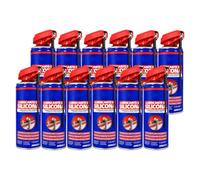 Lubricante de Silicona en Spray 400 ml, Multiusos con Cánula de Precisión, para Ventanas, Puertas Correderas, Guías, Plásticos y Gomas, Protección frente al Agua y la Humedad, Pack de 12