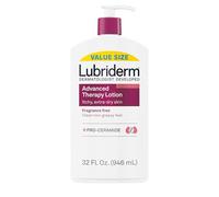 Lubriderm Advanced Therapy - Loción para manos y cuerpo sin fragancia + Pro-Ceramida, hidratación intensa para piel con picazón, extra seca y sensible, no grasosa, hipoalergénica, tamaño económico, 32