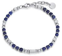 Luca Barra Pulsera para hombre Pulsera de acero con piedras lapis. Longitud: 19 + 3 cm Diámetro: 4 mm. La referencia es ba1171, 22 cm, Acero aleado