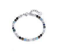 Luca Barra Pulsera para hombre Pulsera de acero con piedras multicolor. Longitud: 19 + 3 cm diámetro: 4 mm. La referencia es ba1172, 22 cm, Acero aleado