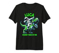Luca Crushin' It Since Day One Astronauta Dinosaurio Dibujos Animados Camiseta Premium
