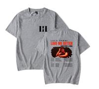 Luca Hanni Merch Love Me Better Tour - Camiseta de manga corta, ropa de calle unisex para el verano, gris, L