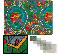 LUCA HOME - Alfombra Infantil Carretera, Juegos, Ciudad, alcolchada - Alfombra Infantil Plegable - Alfombra Juegos Circuito Coches con Base Antideslizante - Alfombra Carretera Coches 90 x 133cm