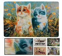 LUCA HOME - Alfombrilla acrílica con Base Antideslizante, Felpudo 51x75 Gatitos con impresión Muy Realista, Felpudo para Interior de casa y decoración