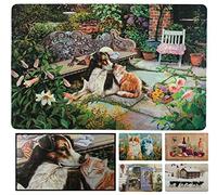 LUCA HOME - Alfombrilla acrílica con Base Antideslizante, Felpudo 51x75 Perro y Gato con impresión Muy Realista, Felpudo para Interior de casa y decoración