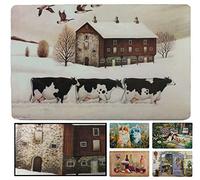 LucaHome - Alfombrilla acrílica con Base Antideslizante, Felpudo 51x75 Vacas con impresión Muy Realista, Felpudo para Interior de casa y decoración