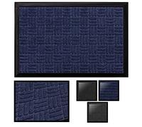 LucaHome - Felpudo Columbia Azul Cuadrados Absorbente Entrada a casa, Alfombra para Exterior e Interior, Impermeable, Lavable, Anti bacterias, Acolchado, Antideslizante, Cocina, Dormitorio…