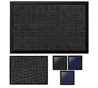 LucaHome - Felpudo Columbia Negro Cuadrados Absorbente Entrada a casa, Alfombra para Exterior e Interior, Impermeable, Lavable, Anti bacterias, Acolchado, Antideslizante, Cocina, Dormitorio…