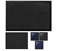 LucaHome - Felpudo Columbia Rayas Negro Absorbente Entrada a casa, Alfombra para Exterior e Interior, Impermeable, Lavable, Anti bacterias, Acolchado, Antideslizante, Cocina, Dormitorio…