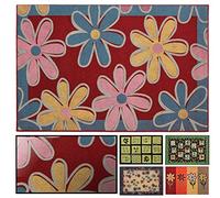 LUCA HOME - Felpudo de Goma y PVC Manchester Margaritas Antideslizante Absorbente, Felpudo 45x68cm Goma y PVC, Felpudo para Exterior e Interior