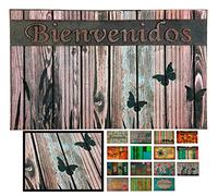 LUCA HOME - Felpudo Entrada casa de Goma-Flocada 40x70 cm Arizona Forma Base Antideslizante- fácil Limpieza- Felpudo Absorbente Acolchado- Fepudo para Exterior e Interior (Mariposas)