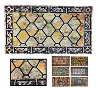 LucaHome - Felpudo Entrada casa de Goma-Flocada Texas 45x75 cm Forma Base Antideslizante- fácil Limpieza- Felpudo Absorbente Acolchado- Fepudo para Exterior e Interior (Rombos)