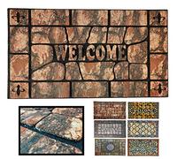 LUCA HOME - Felpudo Entrada casa de Goma-Flocada Texas 45x75 cm Forma Base Antideslizante- fácil Limpieza- Felpudo Absorbente Acolchado- Fepudo para Exterior e Interior (Welc Ladrillo)