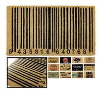 LUCA HOME - Felpudo Entrada casa Original y Divertido de Coco Natural - Felpudo codigo Barras 40x70 - Ideal para Puertas de Exteriores Cubiertas, pasillos y entradas de hogares