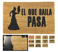 LUCA HOME - Felpudo Entrada casa Original y Divertido de Coco Natural - Felpudo el Que Pasa Baila 33x60 - Ideal para Puertas de Exteriores Cubiertas, pasillos y entradas de hogares