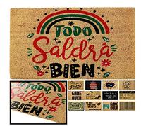 LUCA HOME - Felpudo Entrada casa Original y Divertido de Coco Natural - Felpudo Todo saldra Bien 40x70 - Ideal para Puertas de Exteriores Cubiertas, pasillos y entradas de hogares