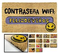 LUCA HOME - Felpudo Entrada casa Original y Divertido de Coco Natural - Felpudo WiFi 40x70 - Ideal para Puertas de Exteriores Cubiertas, pasillos y entradas de hogares