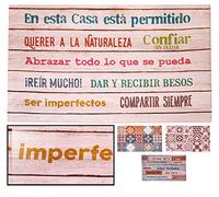 LUCA HOME - Felpudo Interior Frases Permitido 80x150cm antifatiga PVC Antideslizante | Alfombra antifatiga Antideslizante para Cocina, Zonas humedas, Pasillo, salón, etc.. Acabado Premium
