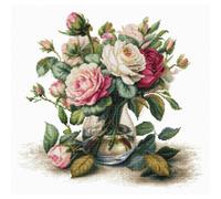 MARUSSIA Luca-S - Kit de punto de cruz contado, 31 x 30 cm, diseño de jarrón con rosas