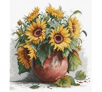 Luca-S Kit de punto de cruz, diseño de girasoles, kit de punto de cruz para adultos, kit de bordado, B7021