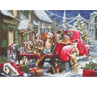 Luca-S Kit de punto de cruz dorado - Cachorros Navidad, B2414 | Bordado de Marussia