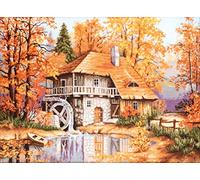 Luca-S LB481 - contó el patrón de Punto de Cruz, razón Molino en otoño, 37 x 52 cm