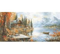 Luca-S Petit Point Kit Gold - Ecos de una temporada dorada, G716, kit de punto de cruz contado para adultos, kit de costura y bordado