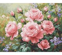 Luca-S Petit Point Kit Gold - The Roses Garden, G717, kit de punto de cruz para adultos, kit de costura y bordado