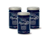 Lucaffé - 3 Latas de cafe molido Blucaffé, 250 Gr | Cafe molido espresso descafeinado para cafetera italiana | Tueste Medio | Sabor afrutado y floral, cremoso | Aroma intenso y persistente