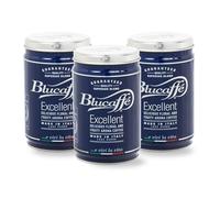 Lucaffé - 3 Latas de cafe molido Blucaffé, 250 Gr | Cafe molido espresso para cafetera italiana | Tueste Medio | Sabor afrutado y floral, cremoso | Aroma intenso y persistente