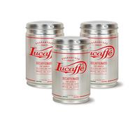 Lucaffé - 3 Latas de cafe molido Decaffeinato, 250 Gr | Cafe molido espresso descafeinado para cafetera italiana | Tueste oscuro | Sabor dulce y afrutado, cremoso | Aroma intenso