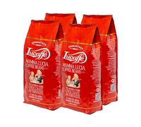 Lucaffé - Cafe en grano natural Mamma Lucia, 4 bolsas de 1 Kg | Café en grano de especialidad italiana para espresso | Tueste Ligero | Sabor Intenso y Cremoso