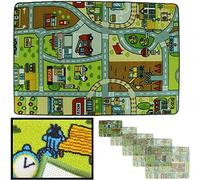 LucaHome - Alfombra Infantil Carretera Juegos Ciudad, alcolchada - Alfombra Plegable con Base Antideslizante - Alfombra Juegos Circuito Coches 90 x 133cm