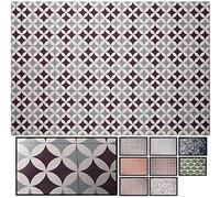 LucaHome - Alfombra vinílica Trenzada Ghana Interior o Exterior- Alfombra vinílica Cocina - salón - despacho- Dormitorio PVC - Alfombra vinílica Antideslizante(Circulos Bicolor- 60x100cm)