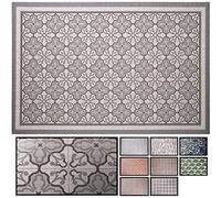 LucaHome - Alfombra vinílica Trenzada Ghana Interior o Exterior- Alfombra vinílica Cocina - salón - despacho- Dormitorio Vinilo PVC - Alfombra vinílica Antideslizante(Flor Azul- 60x100cm)