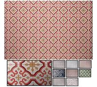 LucaHome - Alfombra vinílica Trenzada Ghana Interior o Exterior- Alfombra vinílica Cocina - salón - despacho- Dormitorio Vinilo PVC - Alfombra vinílica Antideslizante(Flor Beige- 60x100cm)